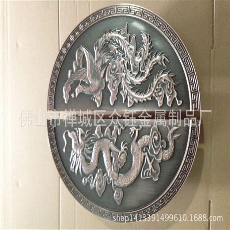 昊川酒店正大门圆形仿古铜雕刻拉手来图众钰定制