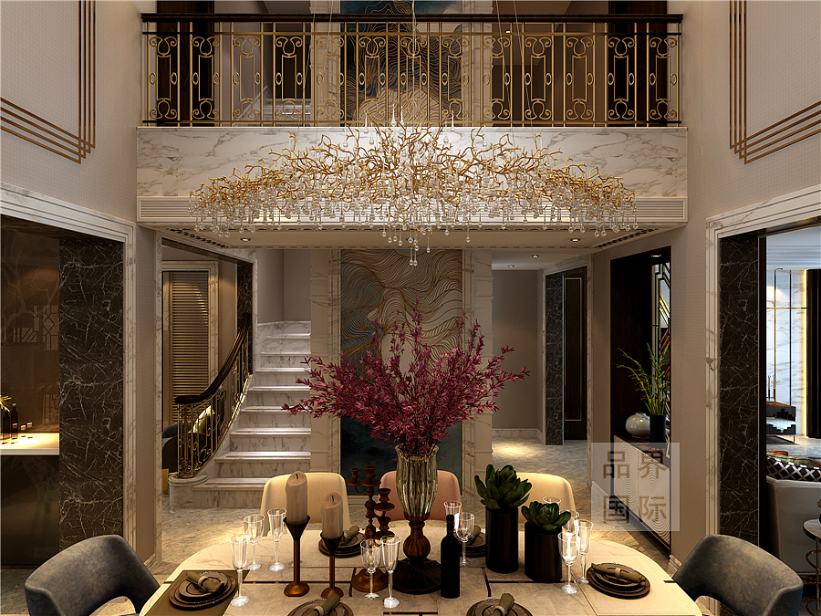 郑州品界设计丨普罗旺世温泉别墅619平轻奢设计效果图