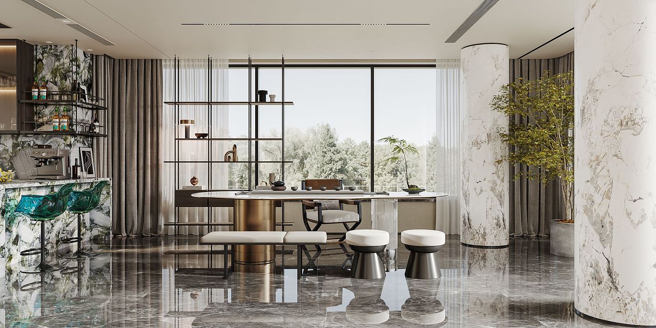 现代轻奢|客餐厅效果图