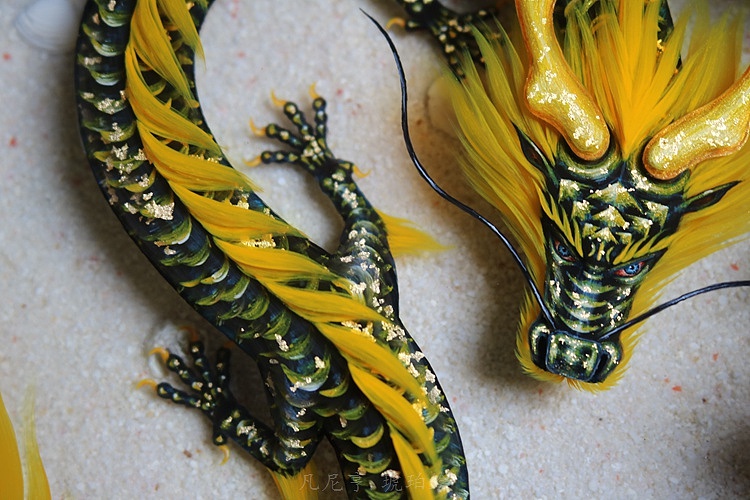 凡尼亨琥珀绘金斑黑龙