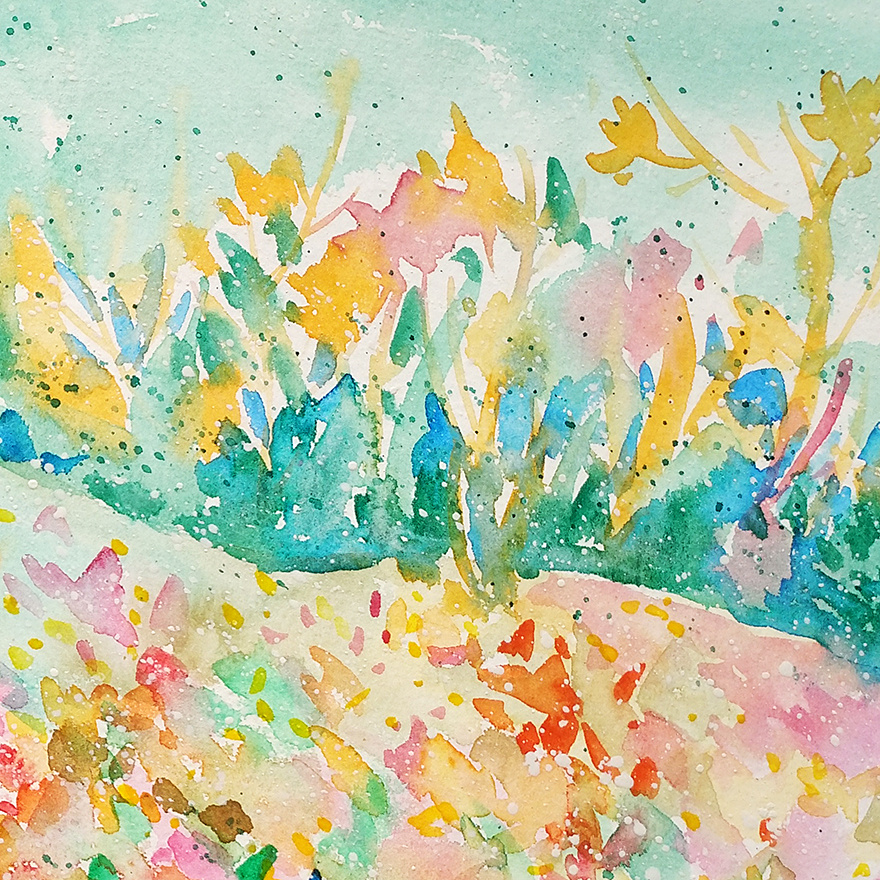 《山花烂漫》原创水彩作品