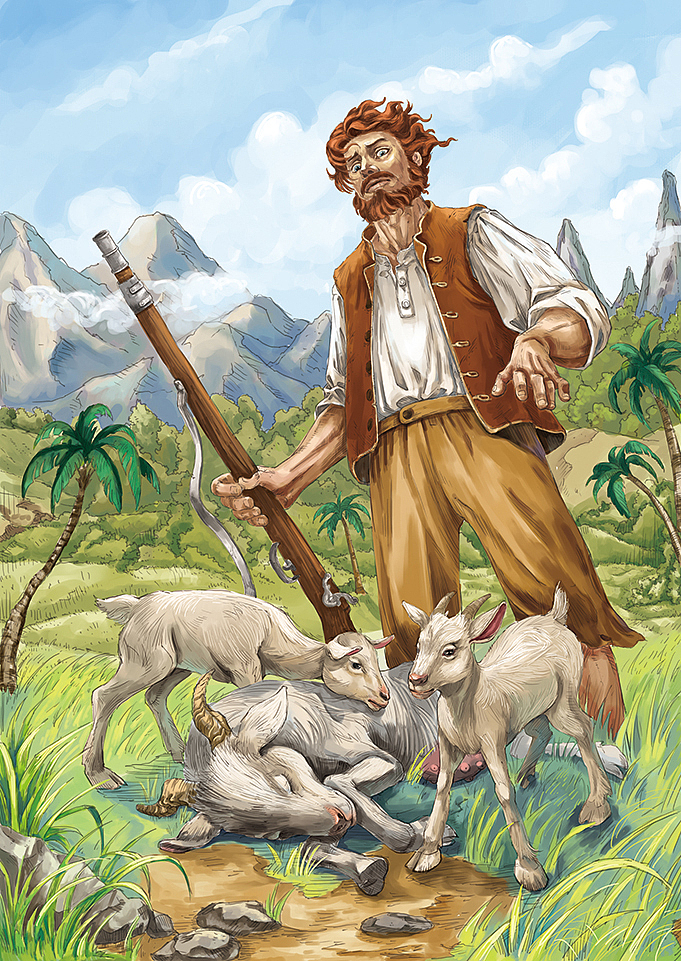 鲁滨逊漂流历险记|插画|艺术插画|麦子童画_原创作品-站酷zcool