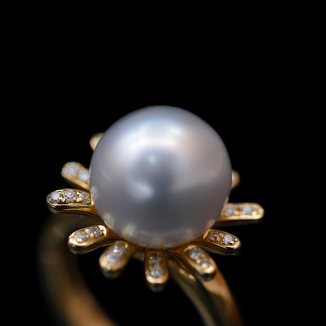18k太阳花珍珠戒指|手工艺|首饰设计|天使原创珠宝设计 - 原创作品