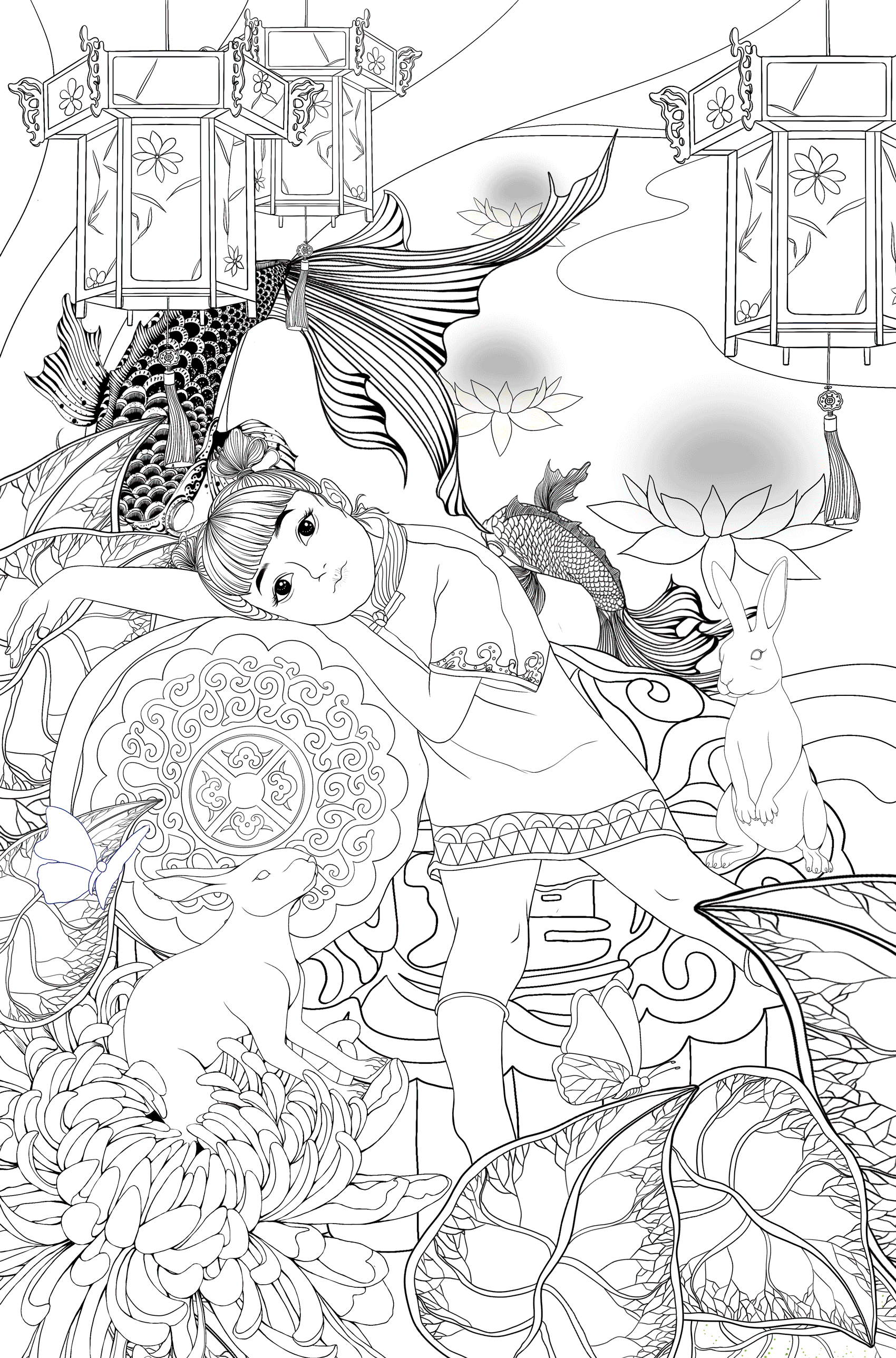 国潮插画：中秋佳节插画创作分享（图ZMjY4MTc0MDg0） - 商业插画 - 站酷设计师YI只喵miao原创素材 - 站酷ZCOOL