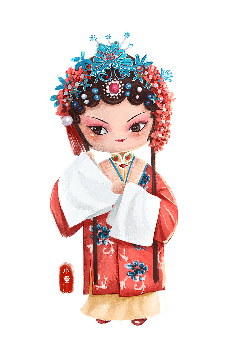 一组京剧卡通人物手绘