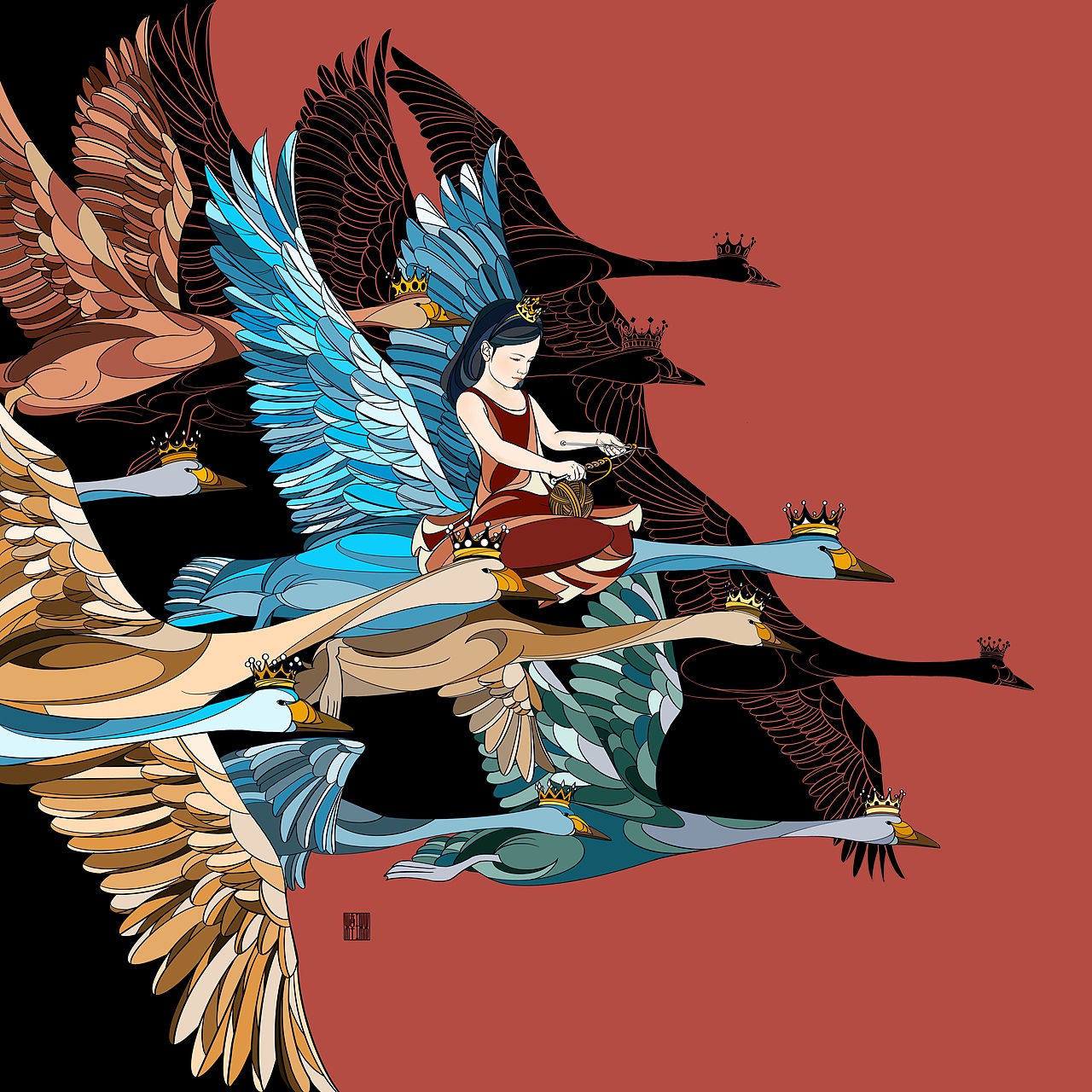 安徒生童话《野天鹅》插画