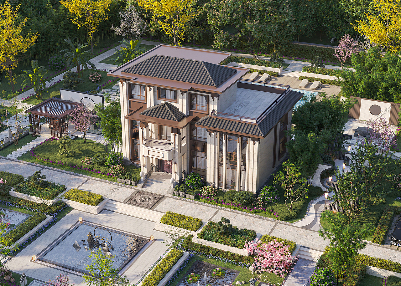 高端别墅外观效果图