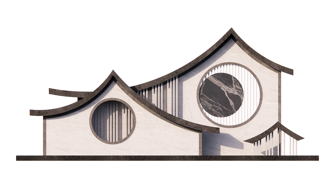 日月同辉徽派文化景墙设计