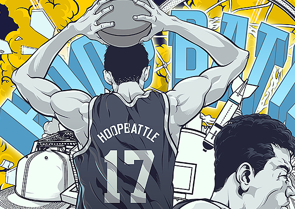 HOOPBATTLE2017海報插畫（圖ZMTA0ODY1OTAw） - 商業(yè)插畫 - 站酷設(shè)計師章魚ZX原創(chuàng)素材 - 站酷ZCOOL