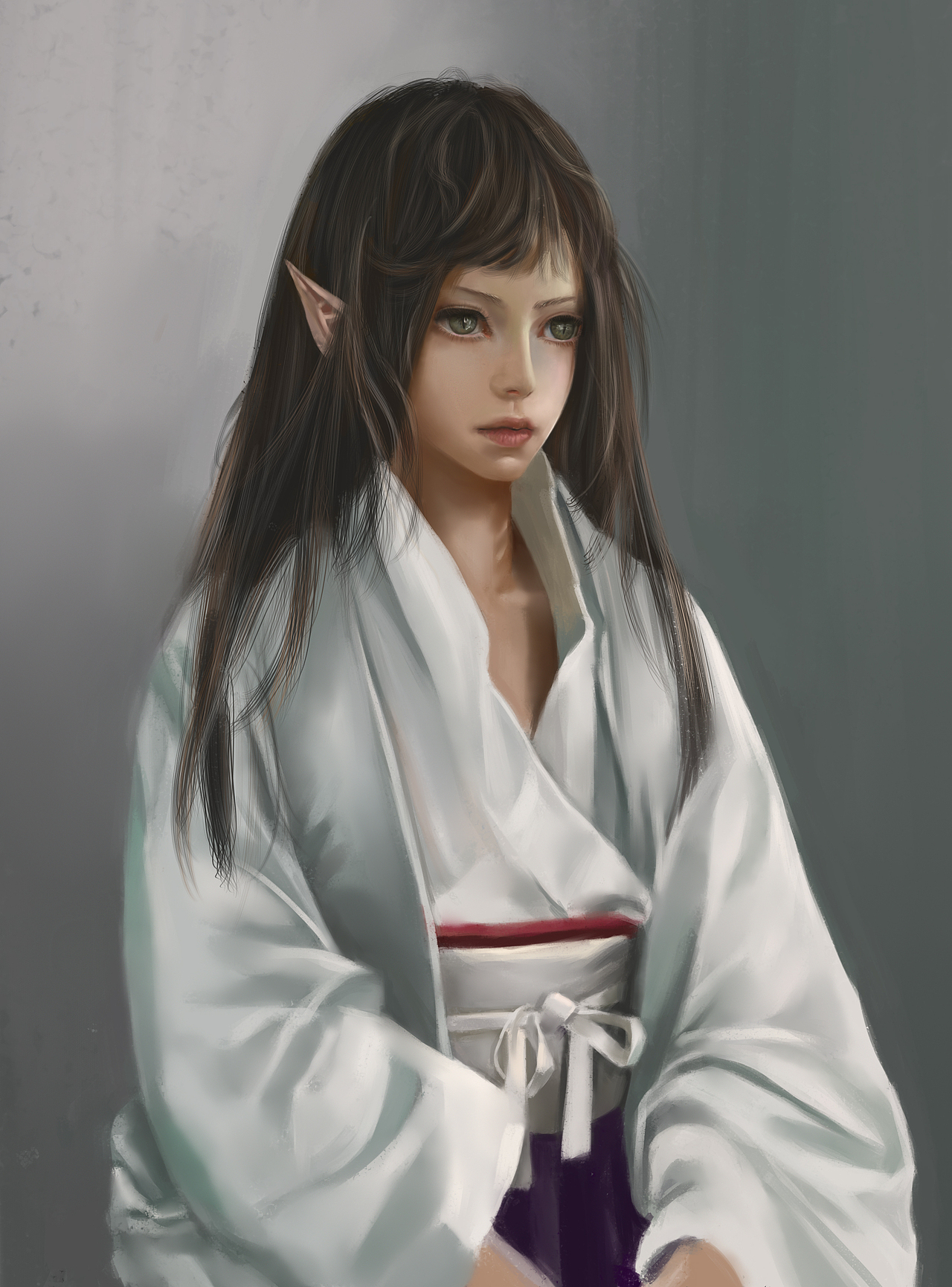 原画练习-精灵女孩半身像厚涂