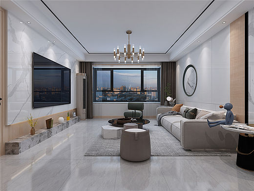 泰安吾悦华府160平现代风格装修设计效果图案例