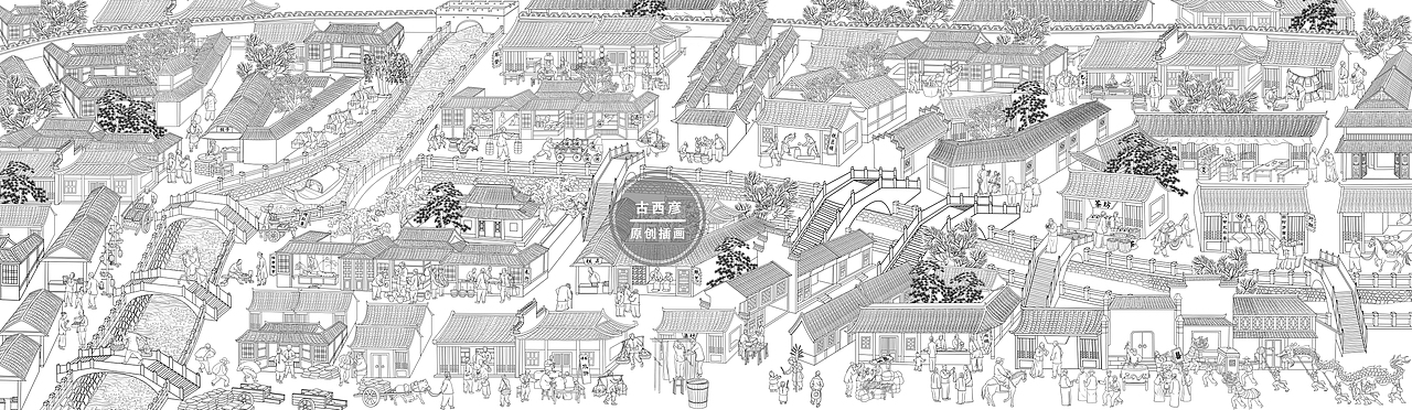 如皋古筝市井繁华生活雕塑线稿