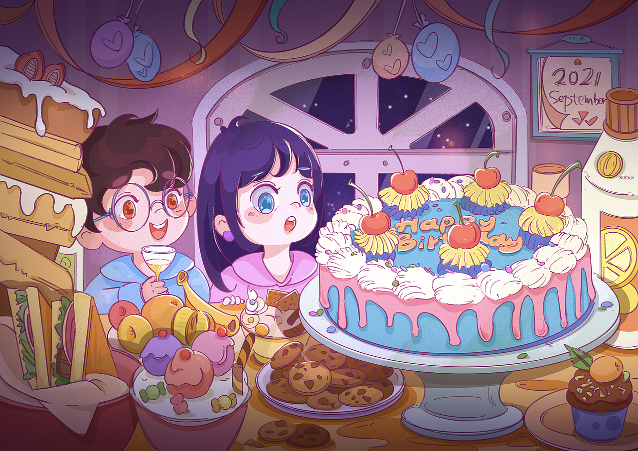 2021生日快乐（图ZMjczMzM1OTk2） - 创作习作 - 站酷设计师小丸鱼仔原创素材 - 站酷ZCOOL