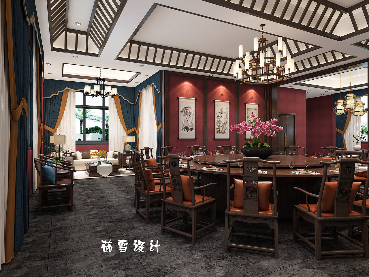 新中式会所餐饮包厢（图ZMTgyMTcyNzMy） - 家装设计 - 站酷设计师溪地茹雪原创素材 - 站酷ZCOOL