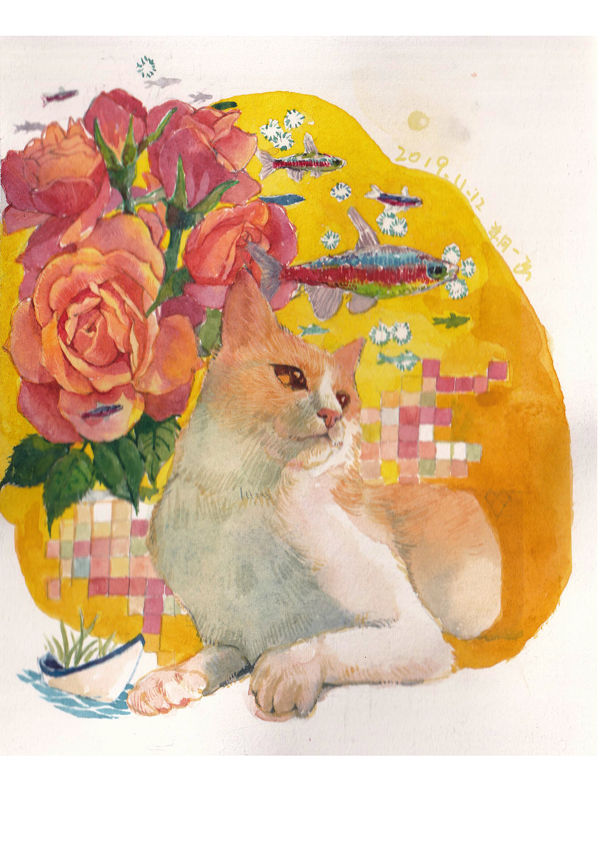 猫咪遐想图（图ZMjU5NzA1NjQw） - 商业插画 - 站酷设计师画画的猴子qsy原创素材 - 站酷ZCOOL