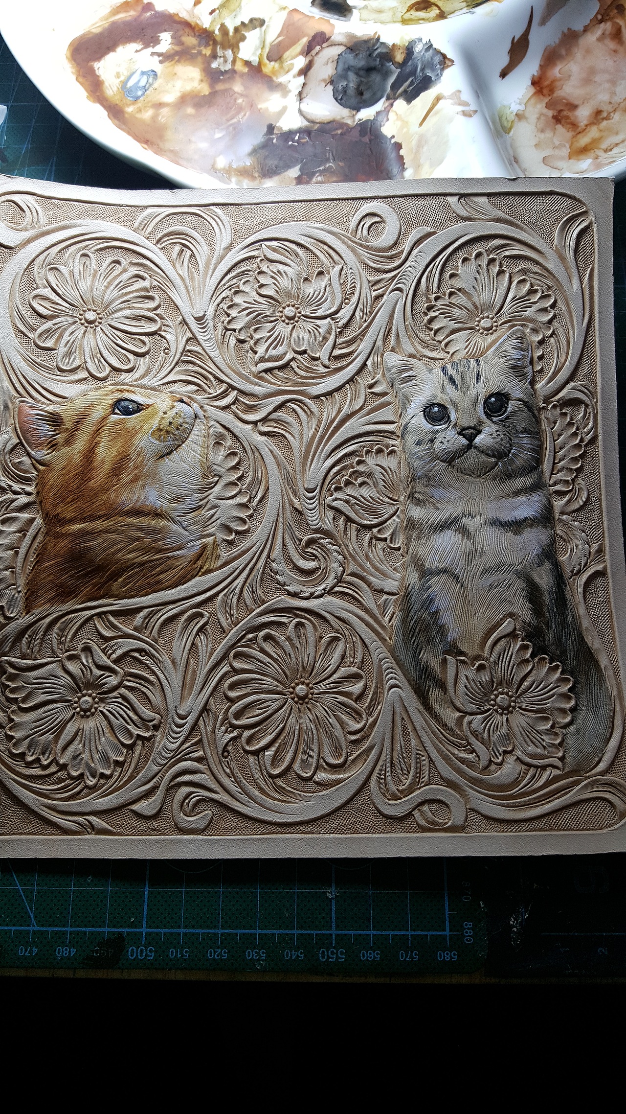 两只猫咪的肖像制作过程