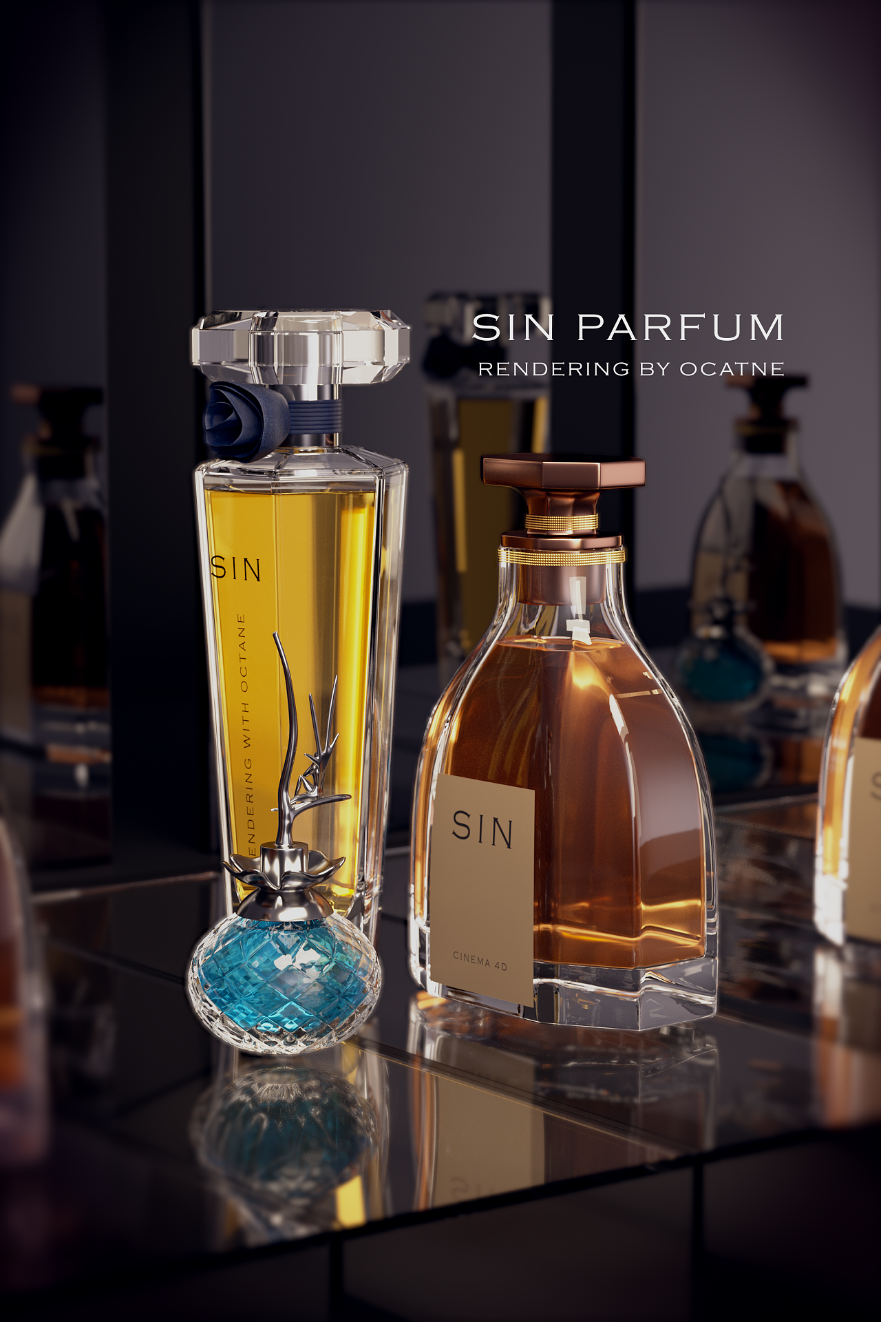 一组香水瓶渲染 - 原创作品 - 站酷(zcool)