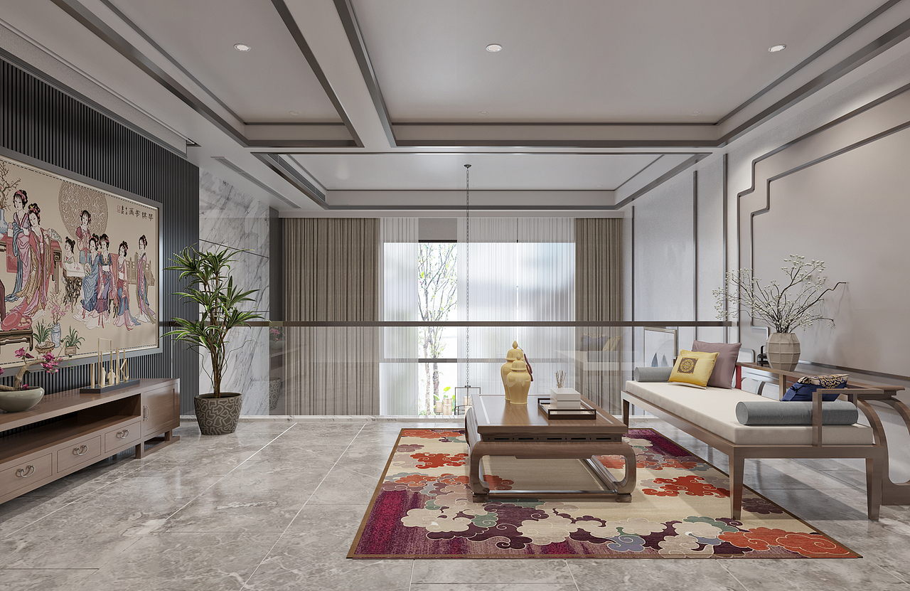 禅意蝉翼----新中式风格（别墅 • 盈峰翠邸）