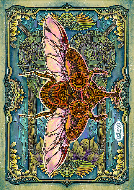 举报1分享原创作品插画艺术插画蒸汽朋克昆虫机械原创插画线描独角仙