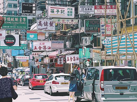 香港街景插畫