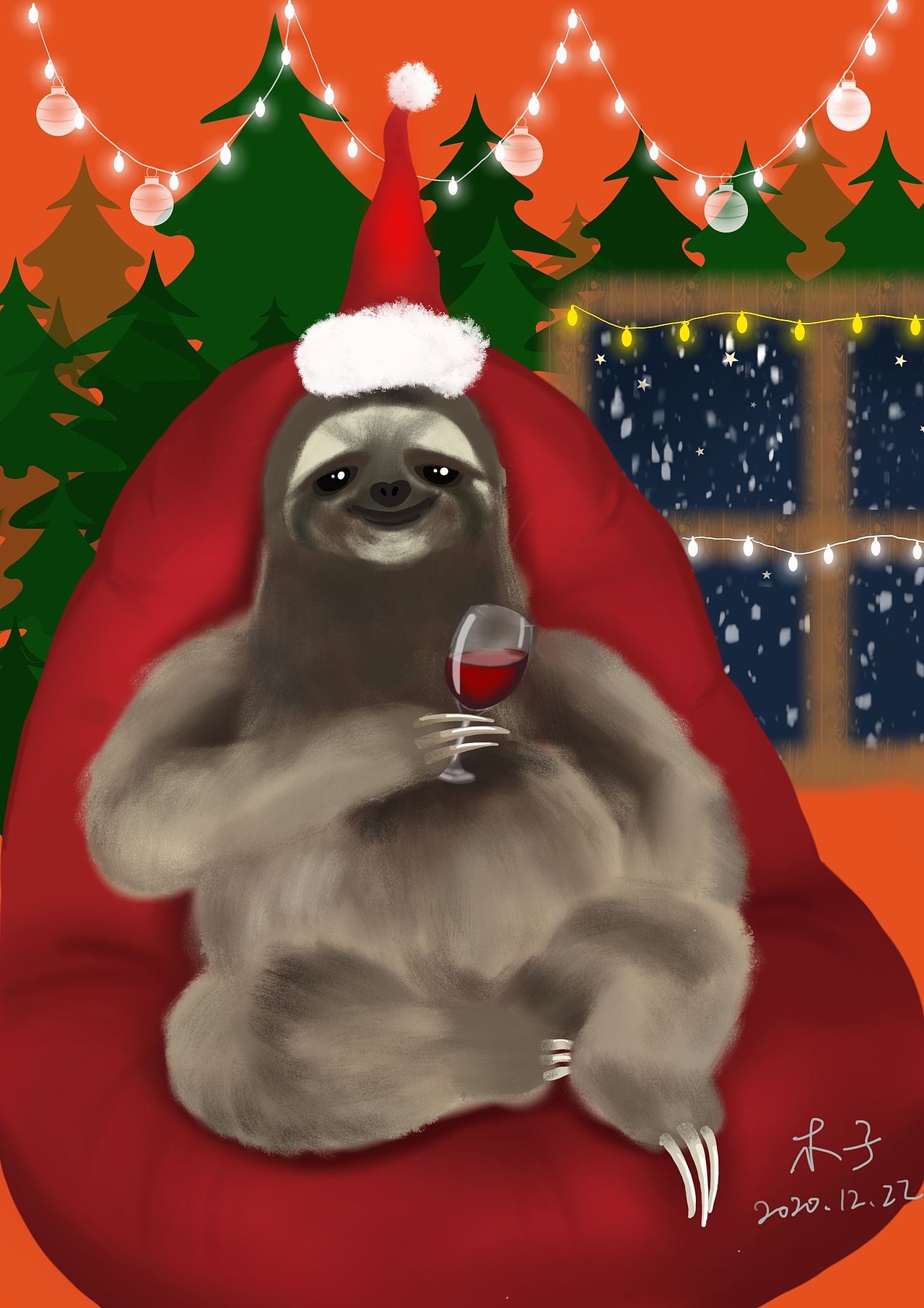 原创插画 圣诞节的小动物们