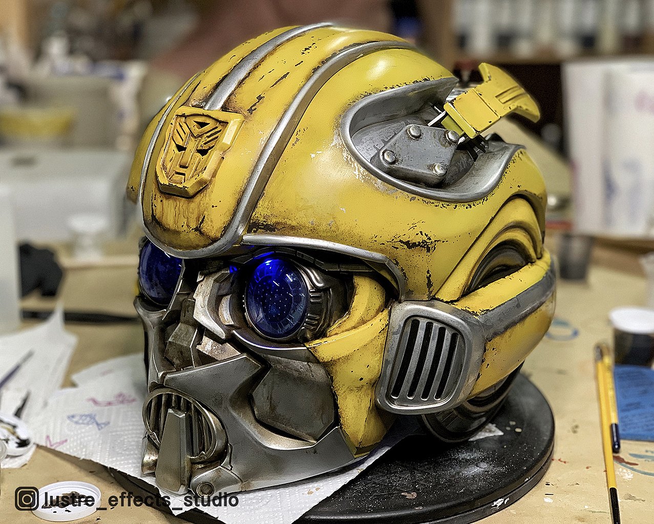 孩之宝电影版变形金刚大黄蜂bumblebee头盔升级涂装