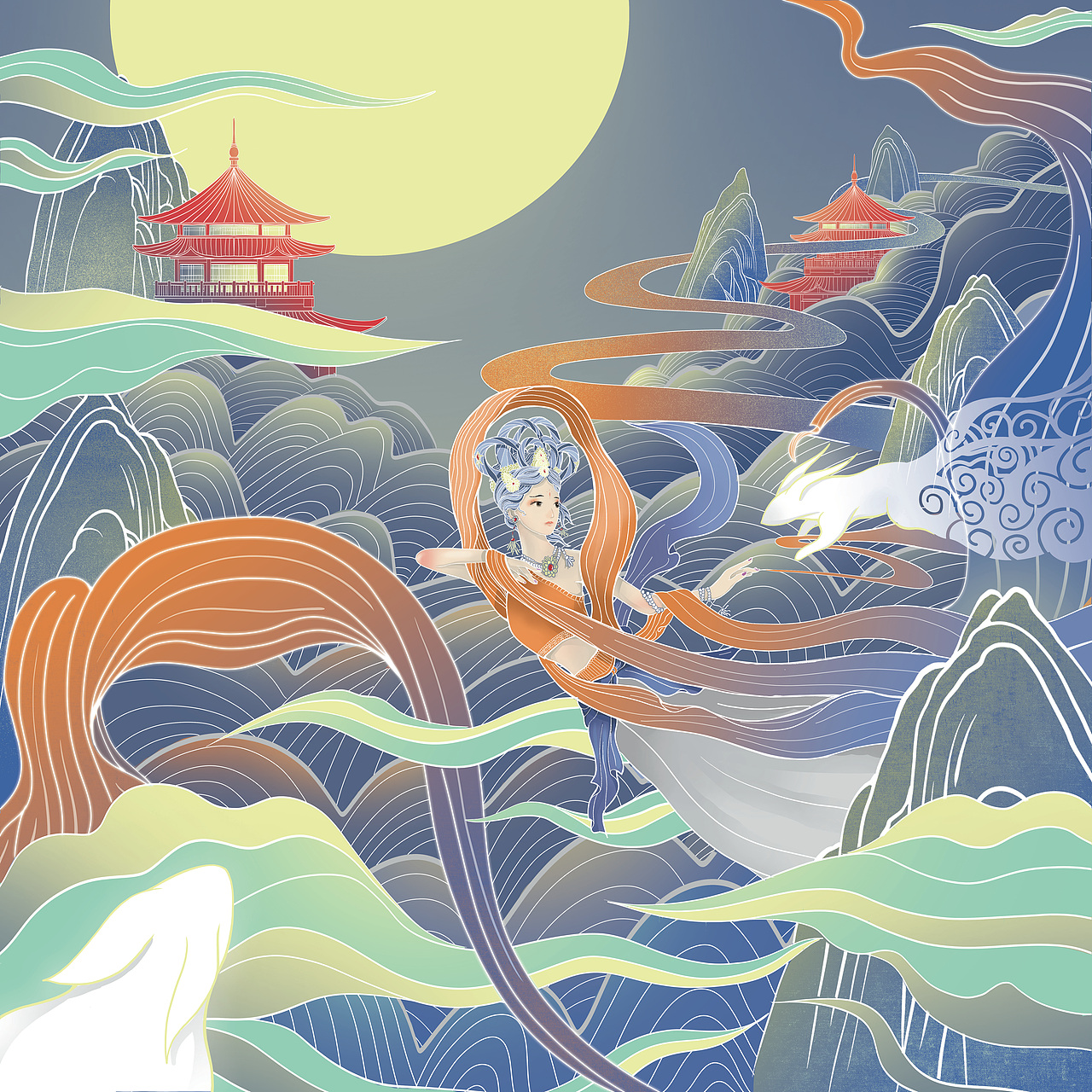 嫦娥送月饼咯~（图ZMjc4MTE2MjYw） - 商业插画 - 站酷设计师王长生LFM原创素材 - 站酷ZCOOL