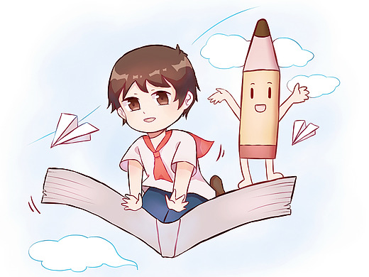 儿童书法读物人物设计插画1