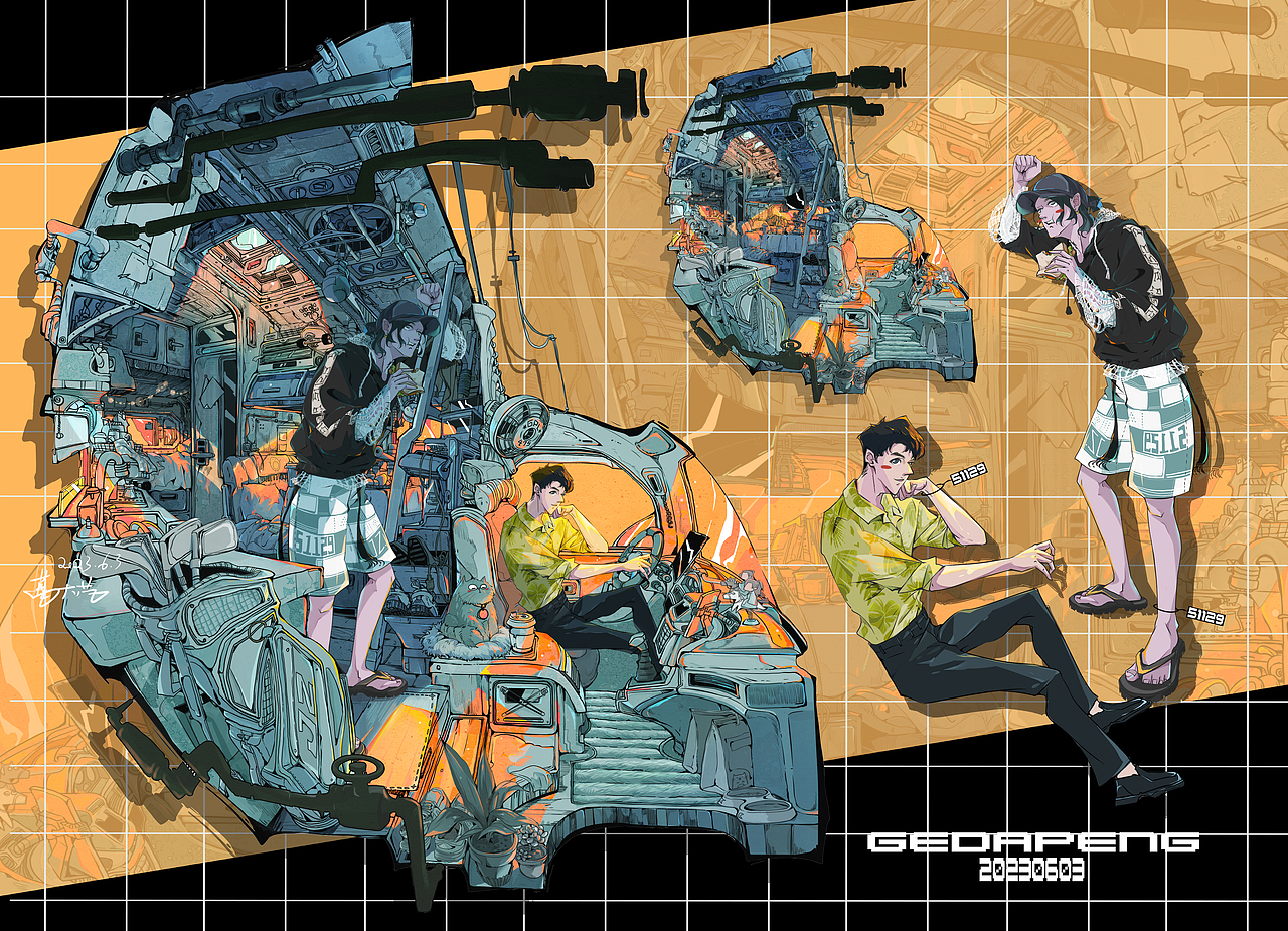 ▏晴日房車 ▏原創(chuàng)插畫 設(shè)定（圖ZMzQyMDc3NTQ0） - 商業(yè)插畫 - 站酷設(shè)計師葛大芃向你打招呼原創(chuàng)素材 - 站酷ZCOOL