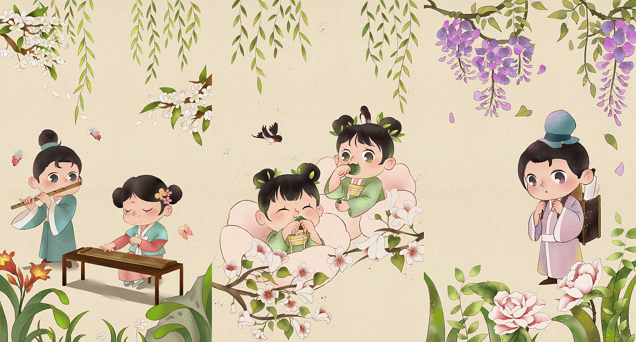 二十四节气插画（立春-谷雨）（图ZMjk2OTA3NTgw） - 儿童插画 - 站酷设计师甜雨Rena原创素材 - 站酷ZCOOL