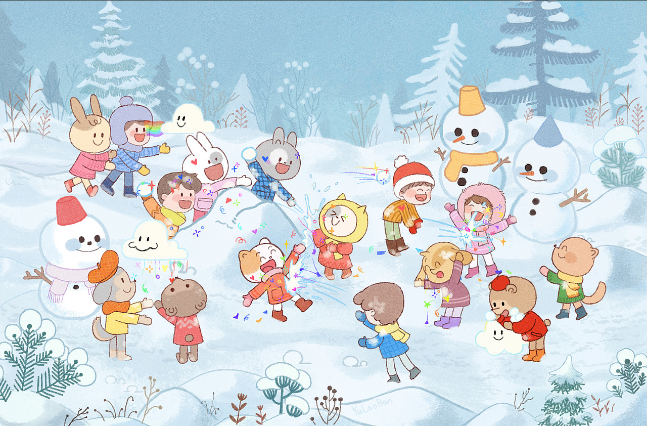 来打雪仗吧,送给你好运,快乐,健康,友情的雪仗~