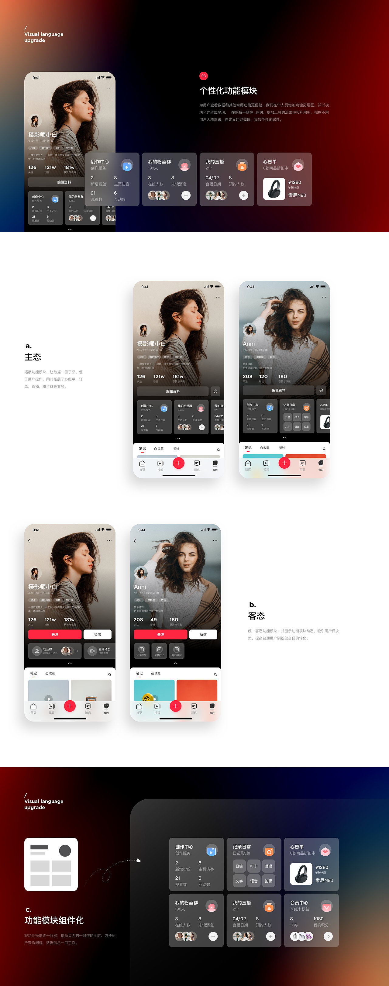 小红书个人中心 设计升级（图ZMzQ0NDQ2ODky） - APP界面 - 站酷设计师糖你个晓露原创素材 - 站酷ZCOOL