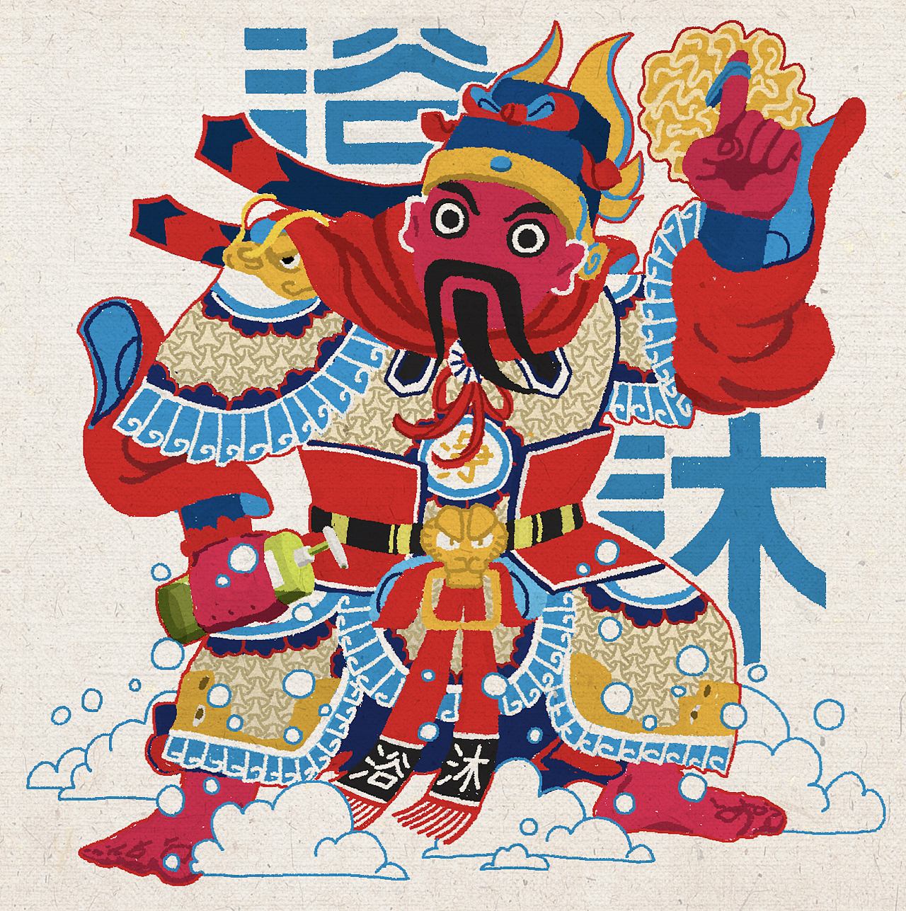 南北方洗浴门神|插画|创作习作|zhenta - 原创作品 - 站酷 (zcool)