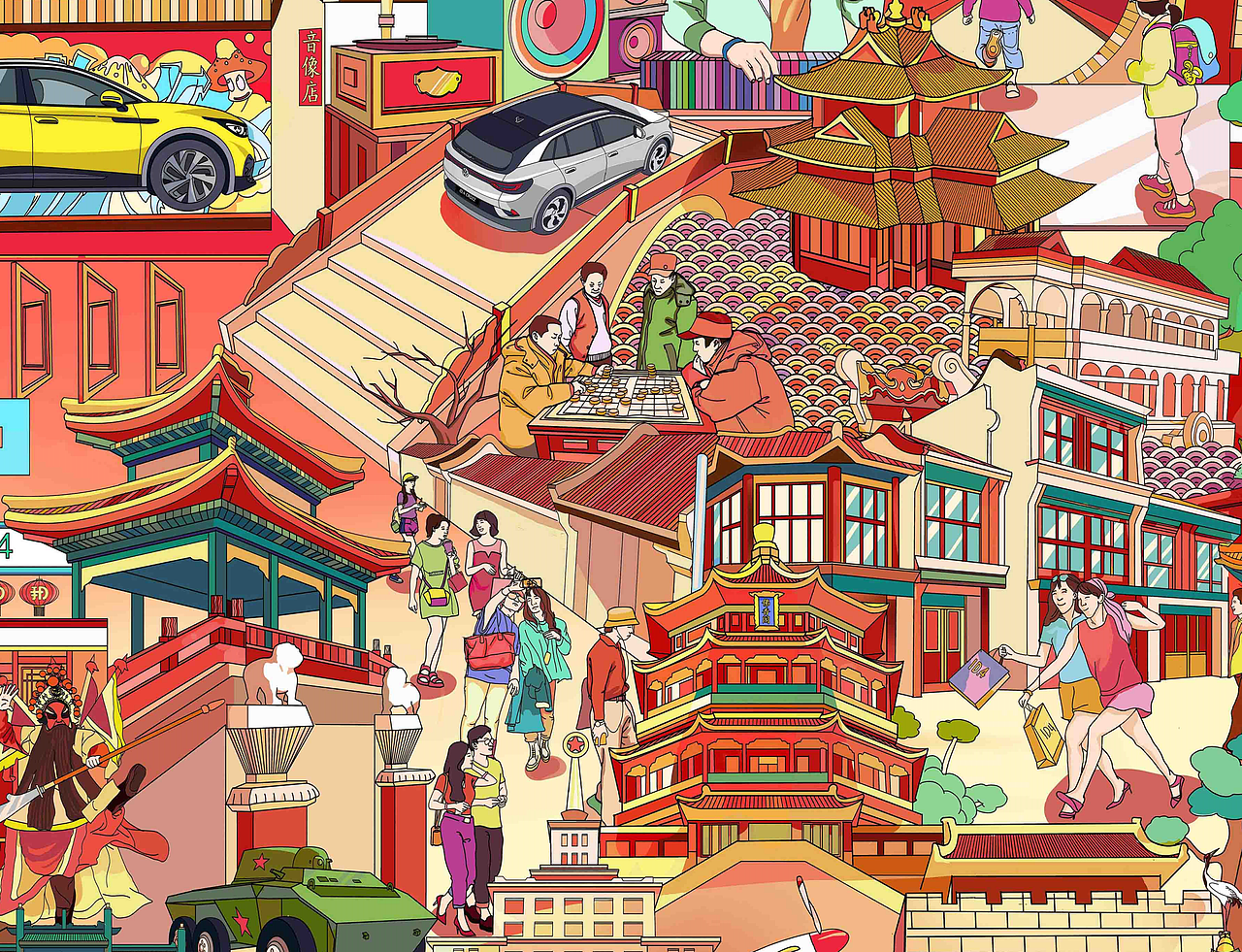 大众汽车×RUIS | 城市主题 | 5×12米长卷插画