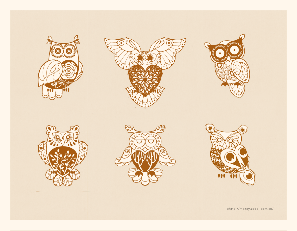 猫头鹰变形图案设计图片