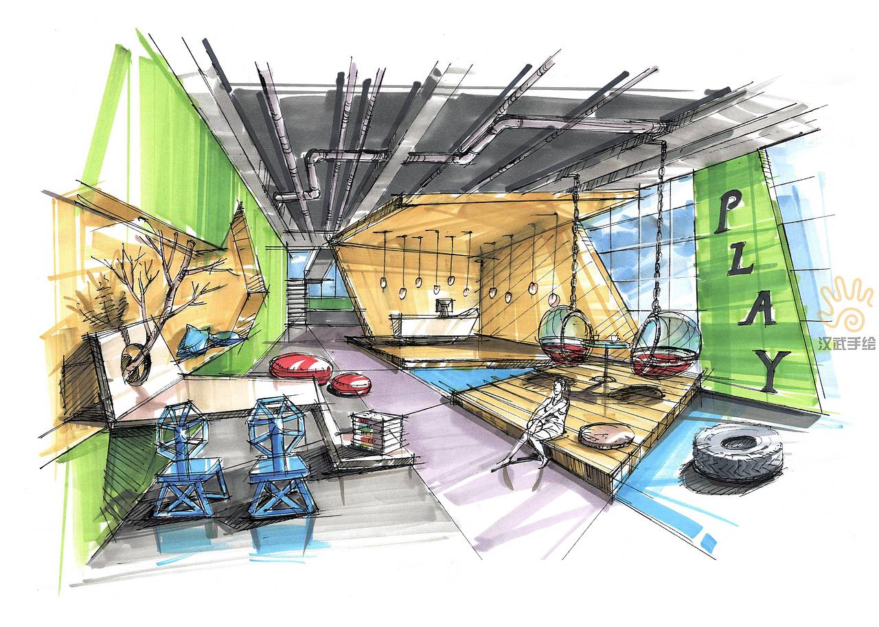 室内设计手绘效果图（图ZMTE4MDU1MzU2） - 家装设计 - 站酷设计师汉武手绘原创素材 - 站酷ZCOOL