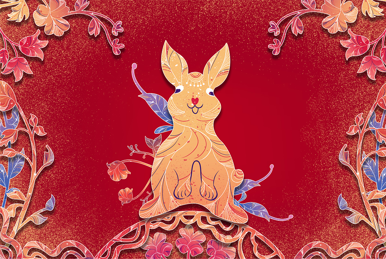 兔年新年春节喜庆卡通兔子元素4模板免费下载_psd格式_3072像素_编号44402249-千图网