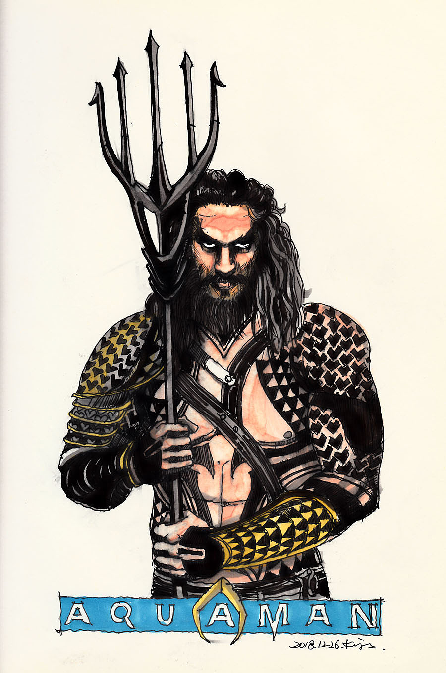 《海王》手绘步骤图_画设计-站酷zcool