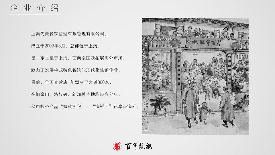 百年龙袍蟹黄汤包项目ppt简介