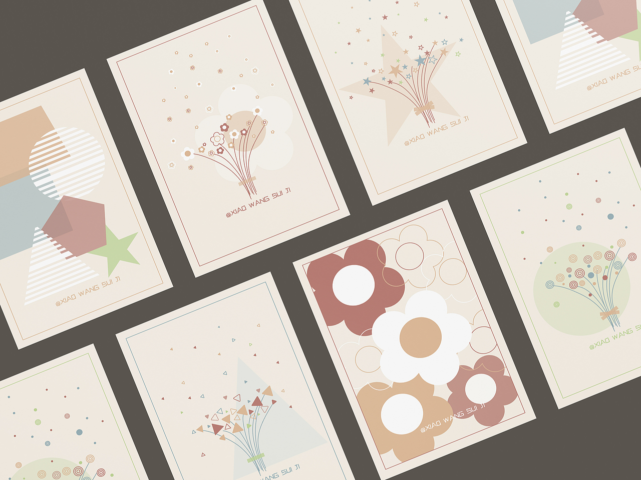 简约线条风明信片