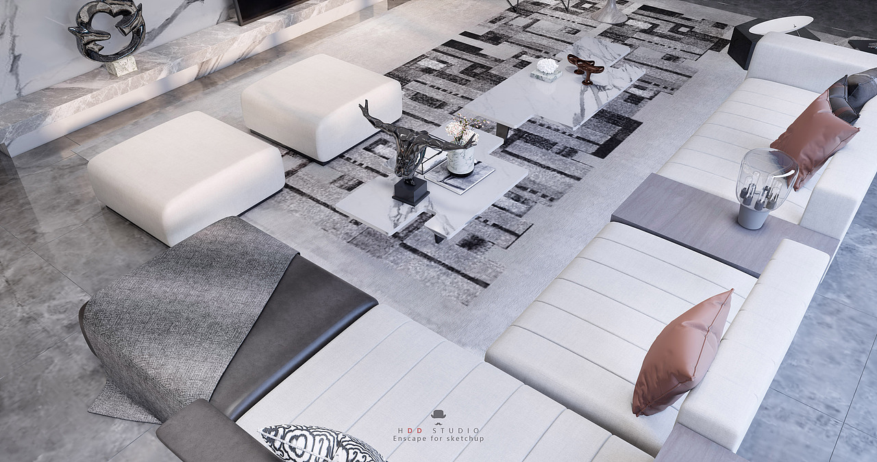 Enscape for sketchup┃现代客餐厅（图ZMTgxMzM2ODM2） - 家装设计 - 站酷设计师黄豆豆丶0原创素材 - 站酷ZCOOL