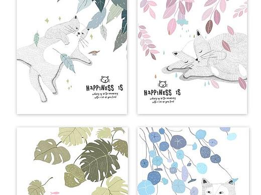 猫咪-植物（个人主页-ZNDEwNDI1NDg=） - 创作习作 - 站酷设计师秋娘原创素材 - 站酷ZCOOL