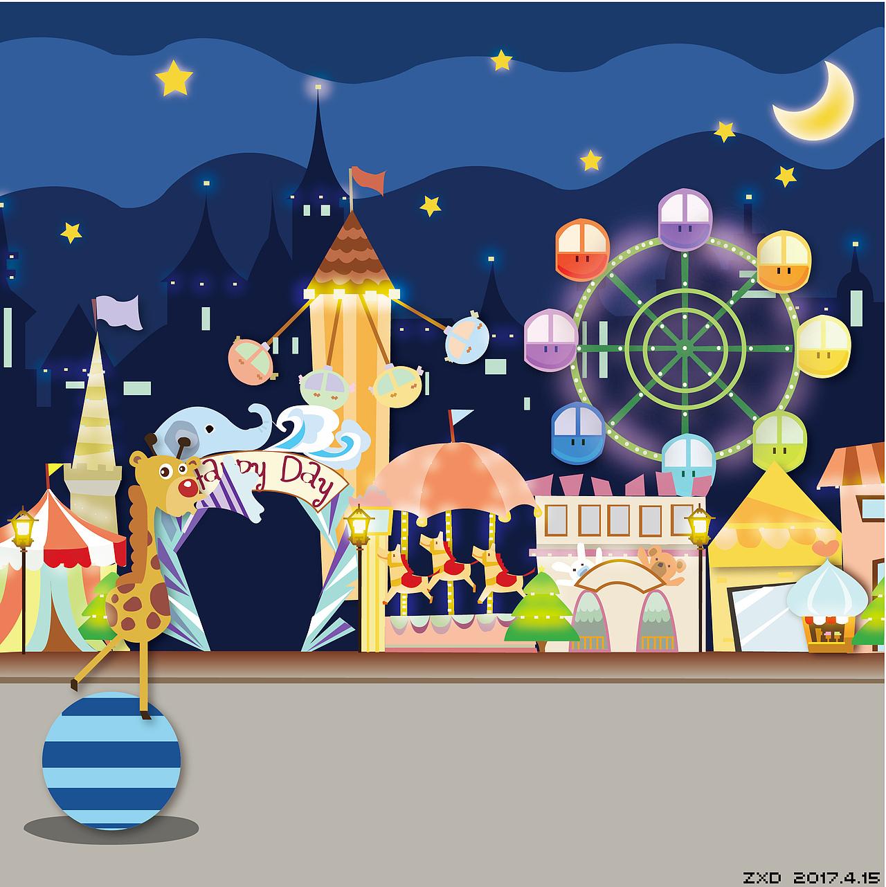 马戏团插画（图ZODExOTcyNjg=） - 其他平面 - 站酷设计师浪了里格朗原创素材 - 站酷ZCOOL