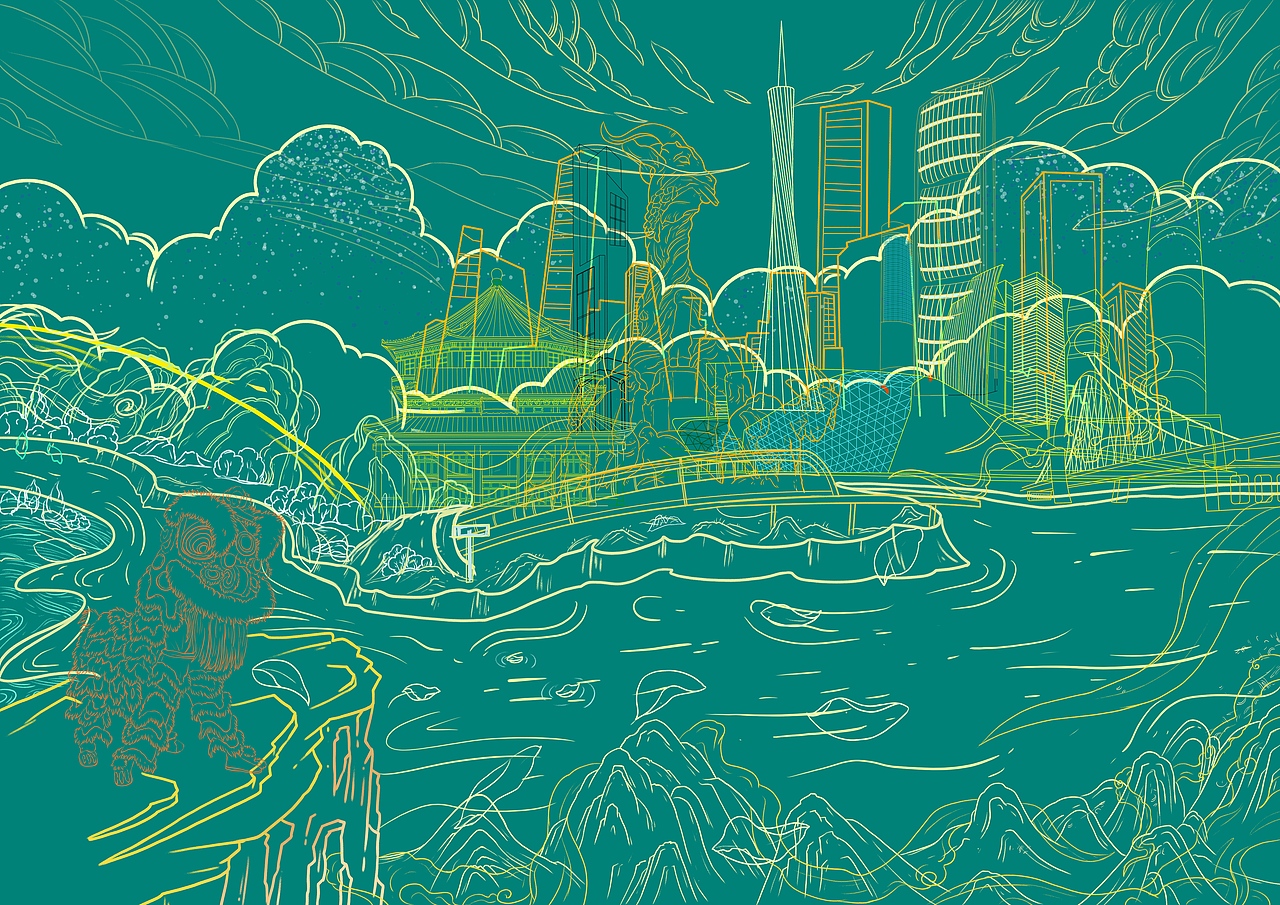 国潮风城市插画系列——广州