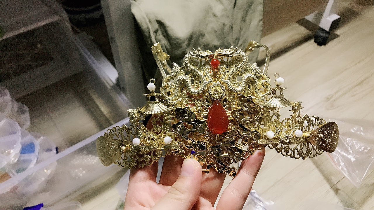 纯手工原创发冠,双龙倚