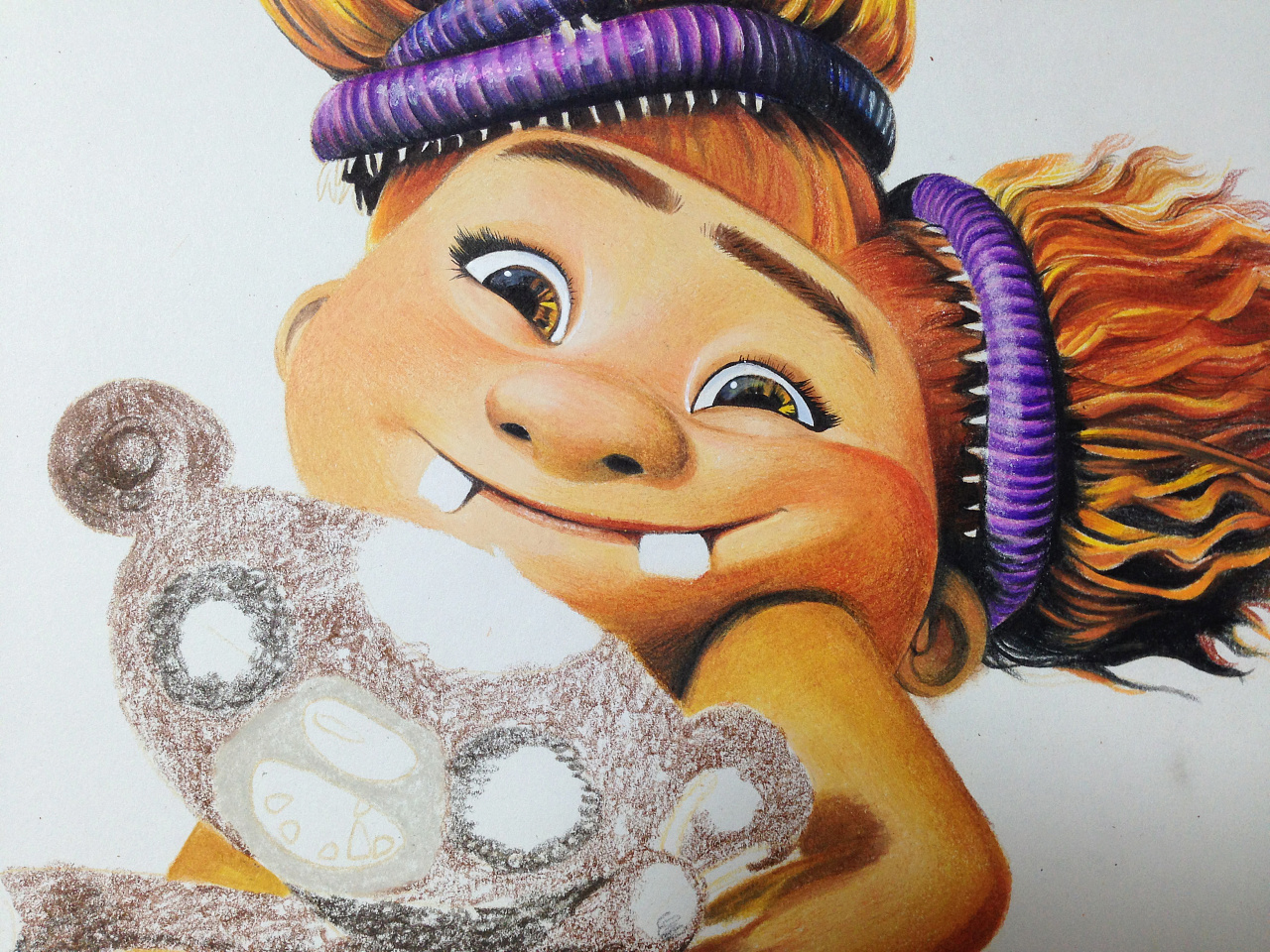 疯狂原始人★-sandy小珊78彩铅过程图78|纯艺术|绘画|波波安