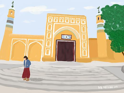 新疆旅行插画，喀什 塔县 伊犁