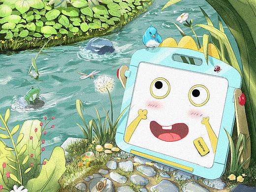 溪边的画板——儿童画板插画（个人主页-ZNTQxNTQ5MTY=） - 商业插画 - 站酷设计师麋鹿的大绵羊原创素材 - 站酷ZCOOL