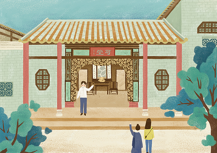 可堂是可园的主体建筑,也是最庄严的建筑,楼前有曲尺形水池,楼高15米多,底层大厅名可轩。