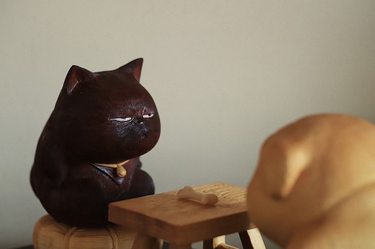 小叶紫檀×黄杨木 | 猫狗猜拳